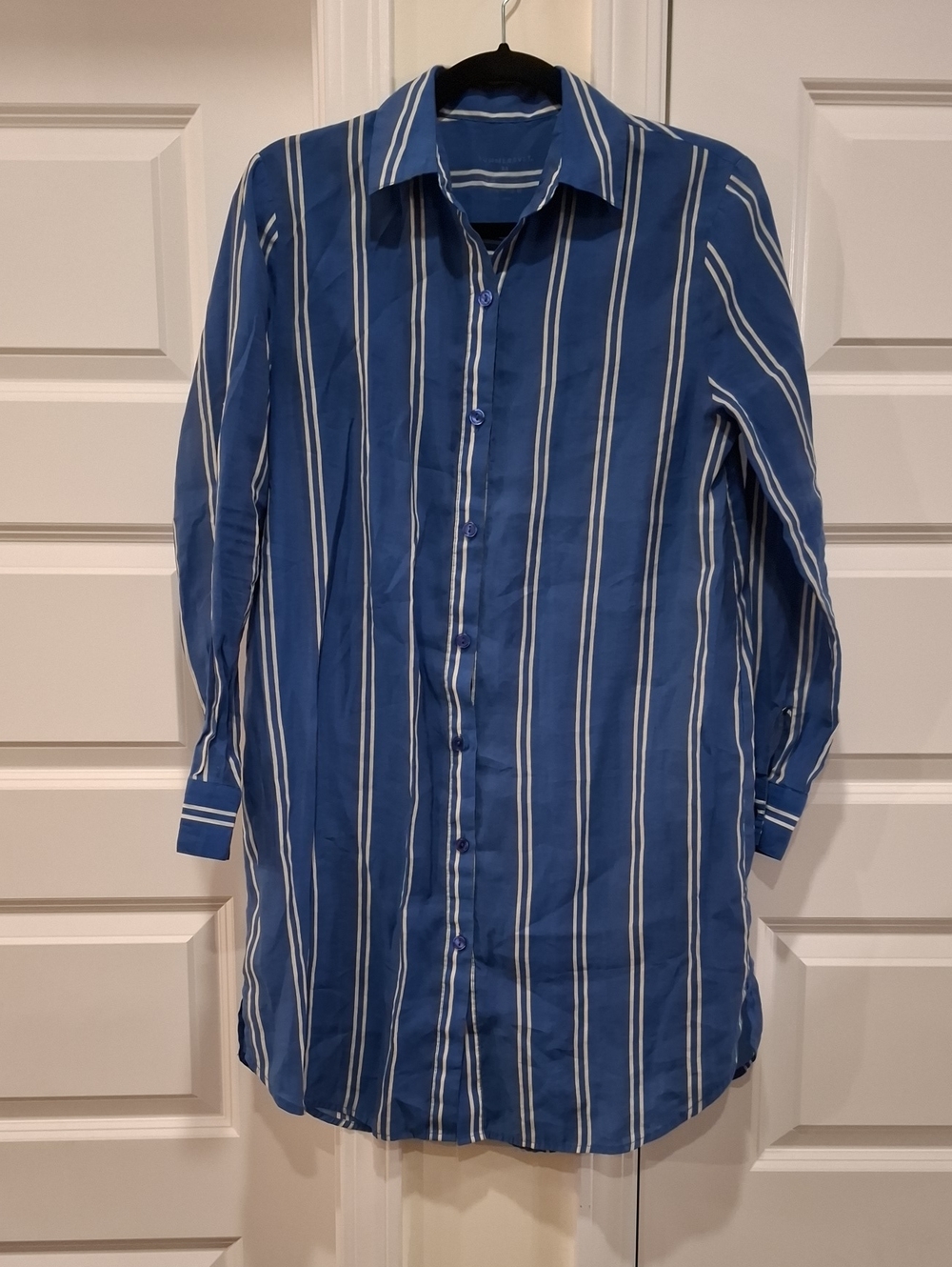 Summersalt Blue White Striped Swim Cover Up Button Down Tunic Size XS